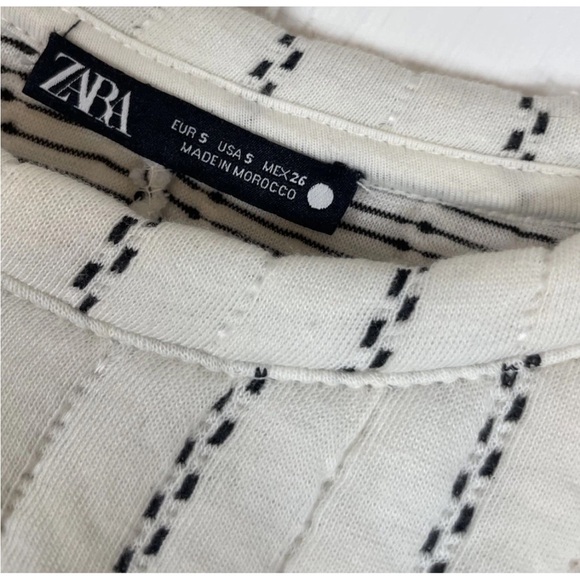 Zara Ivory Black Quilted Short Sleeve Midi Shirt Dress Women’s S Oversized - Picture 2 of 15